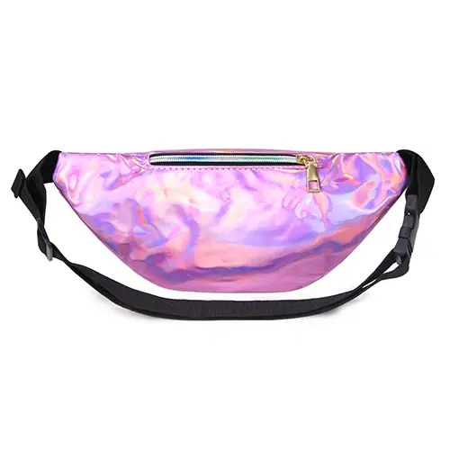 Holographic Waist Bag with Adjustable Strap and Metallic Finish